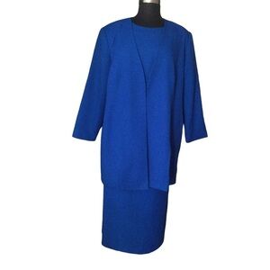 Ben Marc Three Piece Skirt Suit Blue Plus Size